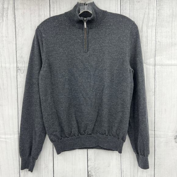 Bloomingdale's Sweaters - Bloomingdale's (S) Womens Gray 100% Merino Wool 1/4 Zip Pullover Sweater